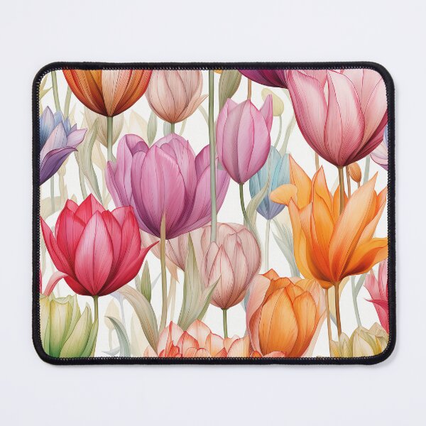 Item preview, Tulip Tile 16: Goblet of Springtime Sunshine in a Blooming Rainbow of Spiraling Blooms designed and sold by TheBrainArt.