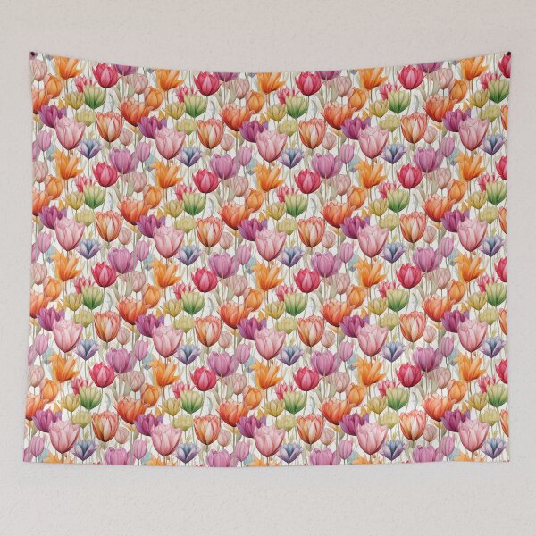 Item preview, Tulip Tile 16: Goblet of Springtime Sunshine in a Blooming Rainbow of Spiraling Blooms designed and sold by TheBrainArt.