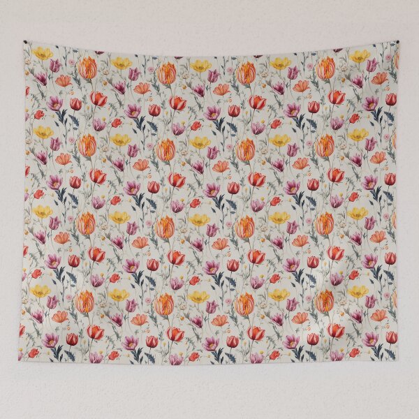 Item preview, Tulip Tile 18: Goblet of Springtime Sunshine in a Blooming Rainbow of Spiraling Blooms designed and sold by TheBrainArt.