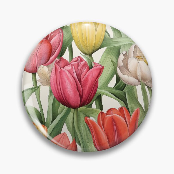 Item preview, Tulip Tile 19: Goblet of Springtime Sunshine in a Blooming Rainbow of Spiraling Blooms designed and sold by TheBrainArt.