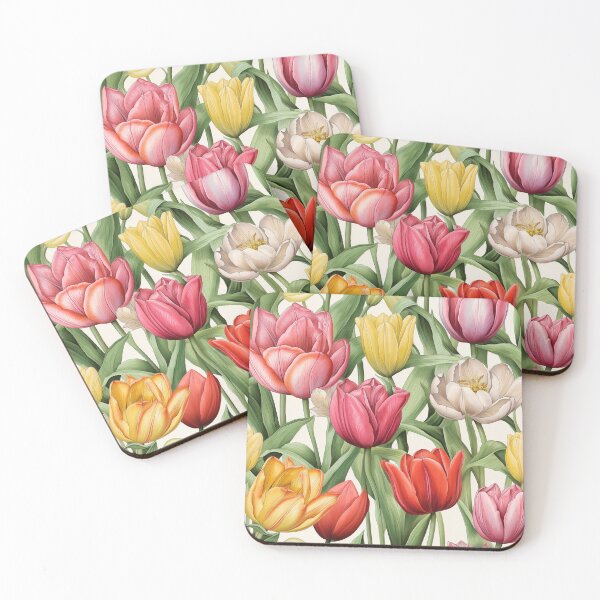 Item preview, Tulip Tile 19: Goblet of Springtime Sunshine in a Blooming Rainbow of Spiraling Blooms designed and sold by TheBrainArt.