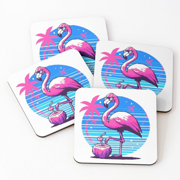 Item preview, Pink Flamingo Cocktail Coconut designed and sold by DakaPixelArt.