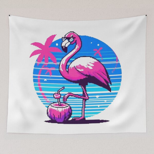 Item preview, Pink Flamingo Cocktail Coconut designed and sold by DakaPixelArt.