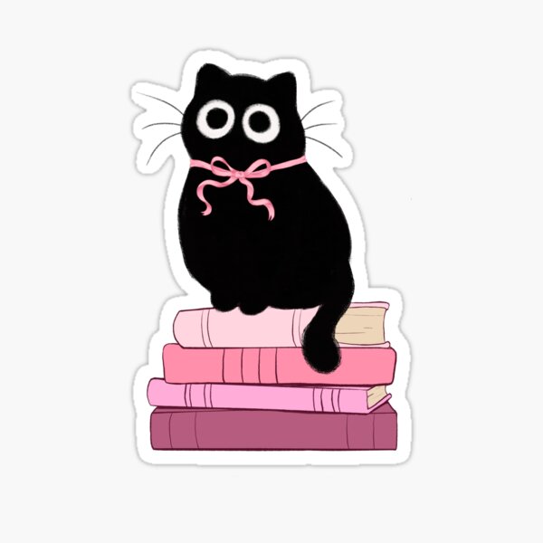 Cat Reading Book Stickers for Sale