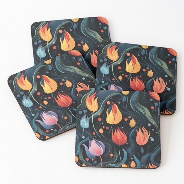 Item preview, Tulip Tile 20: Goblet of Springtime Sunshine in a Blooming Rainbow of Spiraling Blooms designed and sold by TheBrainArt.