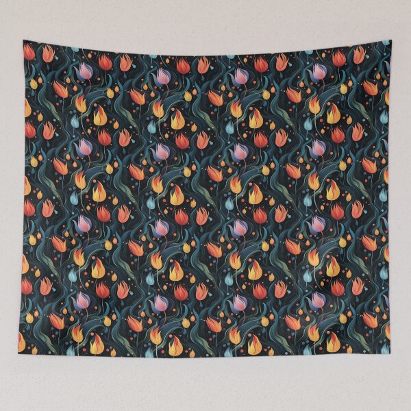 Item preview, Tulip Tile 20: Goblet of Springtime Sunshine in a Blooming Rainbow of Spiraling Blooms designed and sold by TheBrainArt.