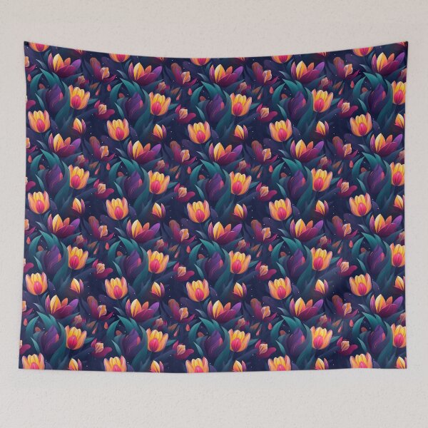 Item preview, Tulip Tile 22: Goblet of Springtime Sunshine in a Blooming Rainbow of Spiraling Blooms designed and sold by TheBrainArt.