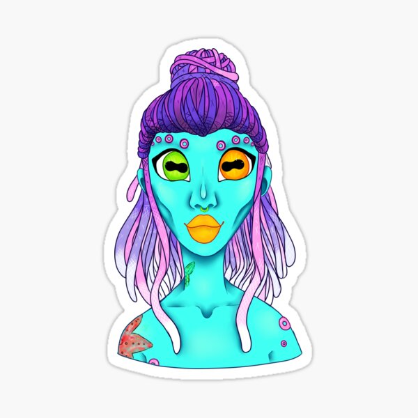 little octopus gal Sticker