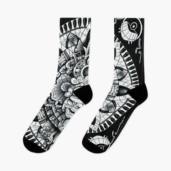Item preview, Sacred symbolism of the Aztecs, a labyrinth in the square of Quetzelcoatl. Mayan gods. Mayan ethnic symbols, white tattoo. Drawing in white. Many Mayan symbols. Tattoo. Black and white image. designed and sold by MagelliShop.