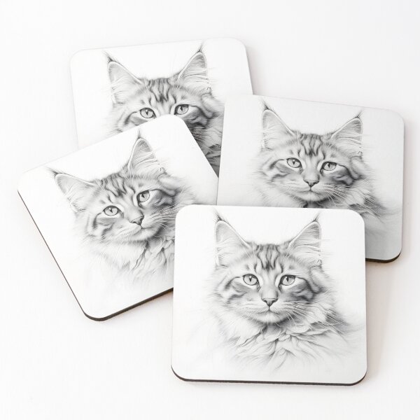 Artikelvorschau, Schwarz-weiße Katze-Bleistiftzeichnung entworfen und verkauft von Pencil-Art.