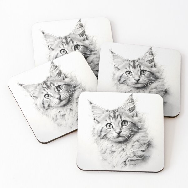 Item preview, Black and white cat pencil drawing designed and sold by Pencil-Art.