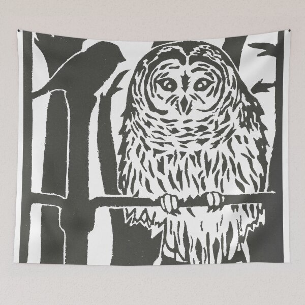Item preview, Susan's Barred Owl Linoleum Block Print designed and sold by hannahsbennett.