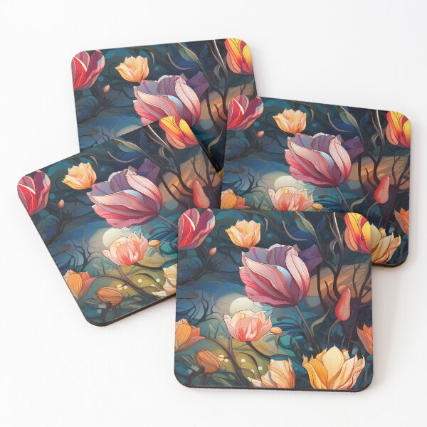 Item preview, Tulip Tile 24: Goblet of Springtime Sunshine in a Blooming Rainbow of Spiraling Blooms designed and sold by TheBrainArt.