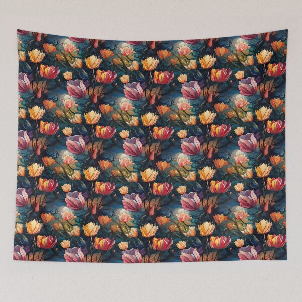 Item preview, Tulip Tile 24: Goblet of Springtime Sunshine in a Blooming Rainbow of Spiraling Blooms designed and sold by TheBrainArt.