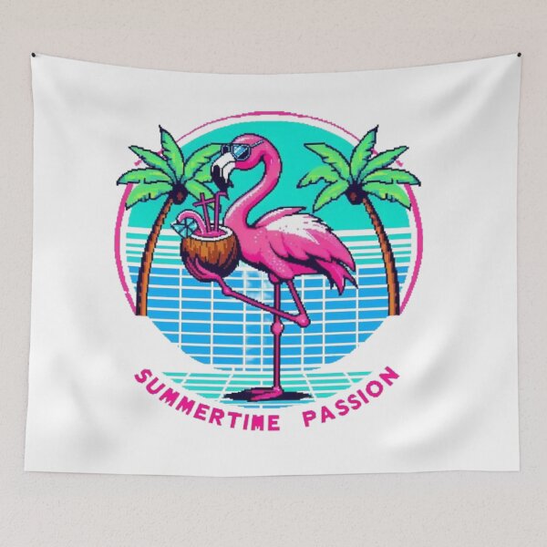 Item preview, Pink Flamingo 80's Pixel Art designed and sold by DakaPixelArt.