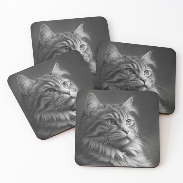 Item preview, Black and white cat pencil drawing designed and sold by Pencil-Art.