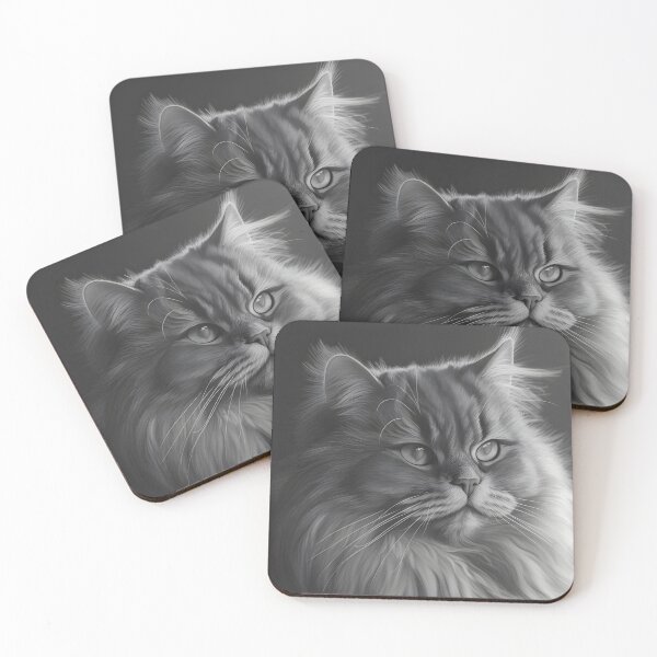 Item preview, Black and white cat pencil drawing designed and sold by Pencil-Art.