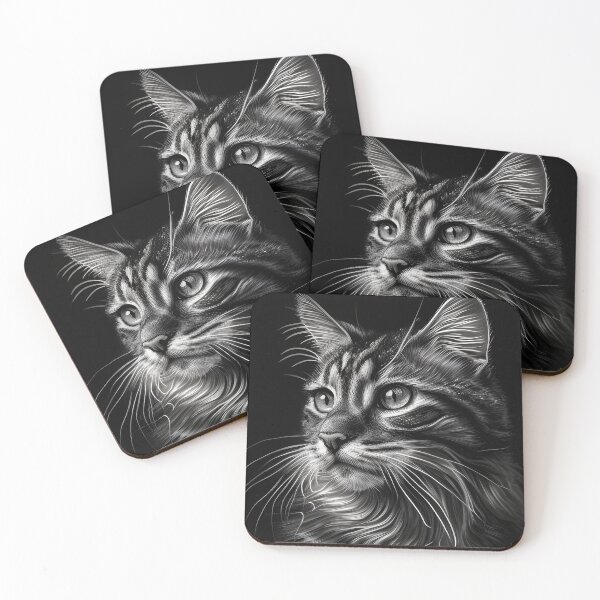 Artikelvorschau, Schwarz-weiße Katze-Bleistiftzeichnung entworfen und verkauft von Pencil-Art.