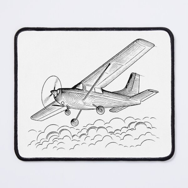 Item preview, Adventure Awaits - Classic Propeller Plane Over Clouds Line Art designed and sold by MnDShirts.