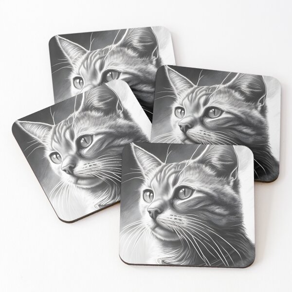 Item preview, Black and white cat pencil drawing designed and sold by Pencil-Art.