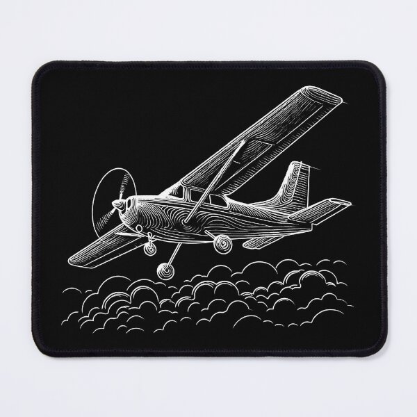 Item preview, Adventure Awaits - Classic Propeller Plane Over Clouds Line Art designed and sold by MnDShirts.