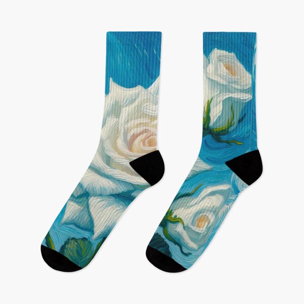 Item preview, White Rose Painting Blue Background Van Gogh Style Painting Digital Art designed and sold by Star-Fragment.