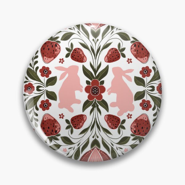 Item preview, Folk, easter rabbits, wild strawberry and  spring flowers designed and sold by Hennagirl.