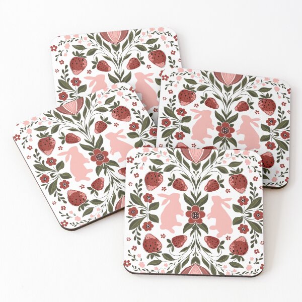 Item preview, Folk, easter rabbits, wild strawberry and  spring flowers designed and sold by Hennagirl.