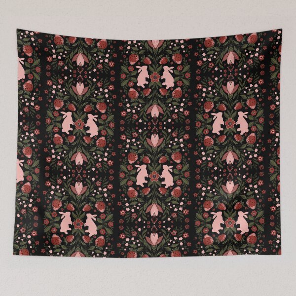 Item preview, Folk, easter rabbits, wild strawberry and  spring flowers designed and sold by Hennagirl.