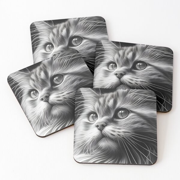 Item preview, Black and white cat pencil drawing designed and sold by Pencil-Art.