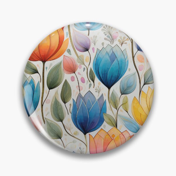 Item preview, Tulip Tile 27: Goblet of Springtime Sunshine in a Blooming Rainbow of Spiraling Blooms designed and sold by TheBrainArt.