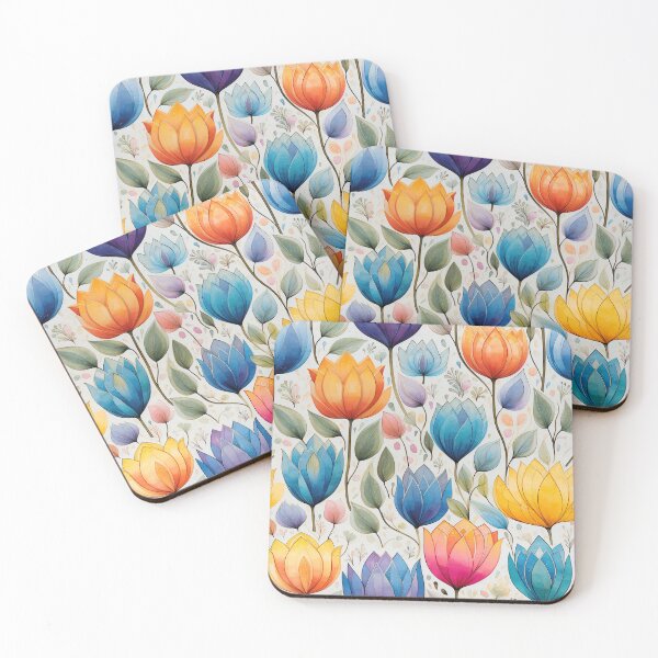 Item preview, Tulip Tile 27: Goblet of Springtime Sunshine in a Blooming Rainbow of Spiraling Blooms designed and sold by TheBrainArt.
