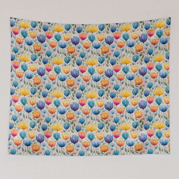 Item preview, Tulip Tile 27: Goblet of Springtime Sunshine in a Blooming Rainbow of Spiraling Blooms designed and sold by TheBrainArt.