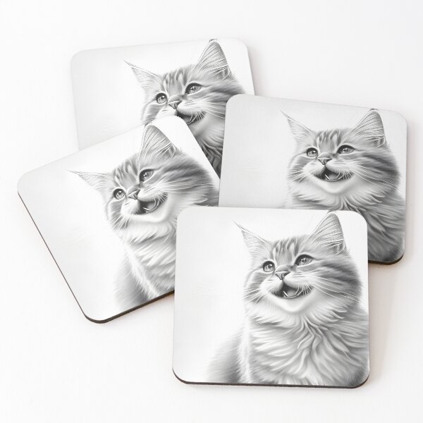 Item preview, Black and white cat pencil drawing designed and sold by Pencil-Art.
