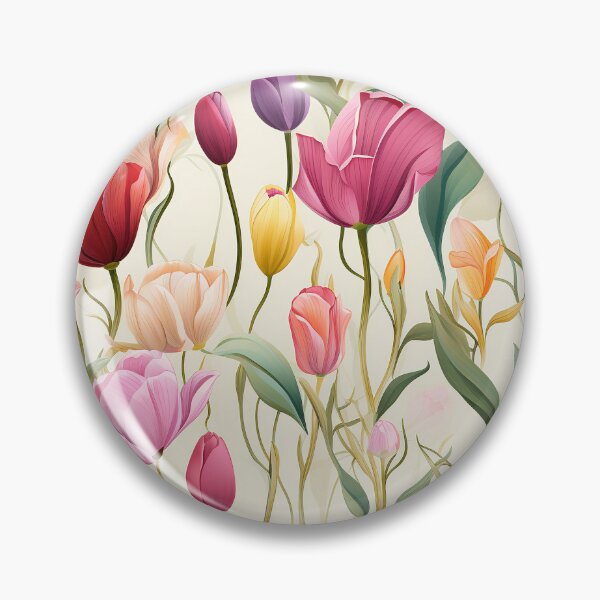Item preview, Tulip Tile 28: Goblet of Springtime Sunshine in a Blooming Rainbow of Spiraling Blooms designed and sold by TheBrainArt.