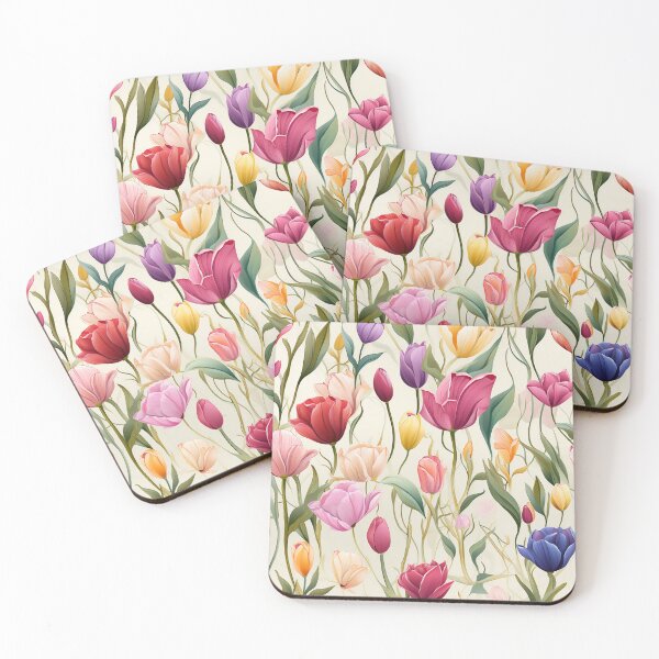 Item preview, Tulip Tile 28: Goblet of Springtime Sunshine in a Blooming Rainbow of Spiraling Blooms designed and sold by TheBrainArt.
