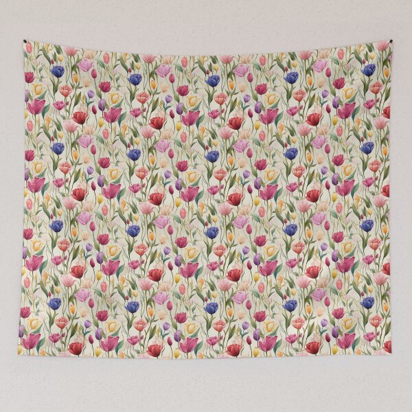 Item preview, Tulip Tile 28: Goblet of Springtime Sunshine in a Blooming Rainbow of Spiraling Blooms designed and sold by TheBrainArt.