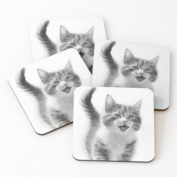 Item preview, Black and white cat pencil drawing designed and sold by Pencil-Art.