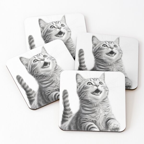 Item preview, Black and white cat pencil drawing designed and sold by Pencil-Art.