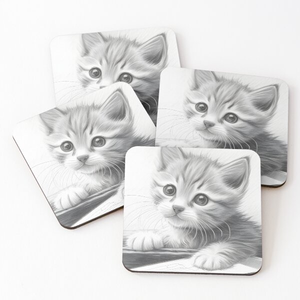 Item preview, Black and white cat pencil drawing designed and sold by Pencil-Art.