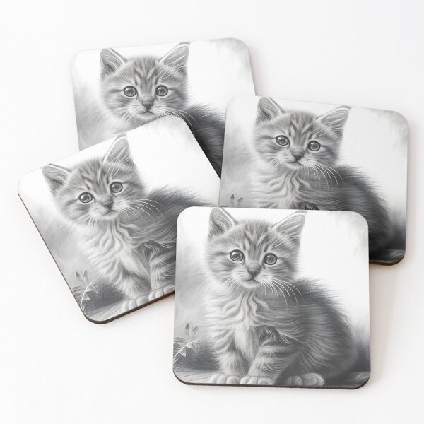 Item preview, Black and white cat pencil drawing designed and sold by Pencil-Art.