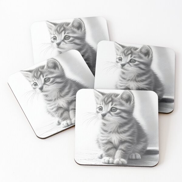 Item preview, Black and white cat pencil drawing designed and sold by Pencil-Art.