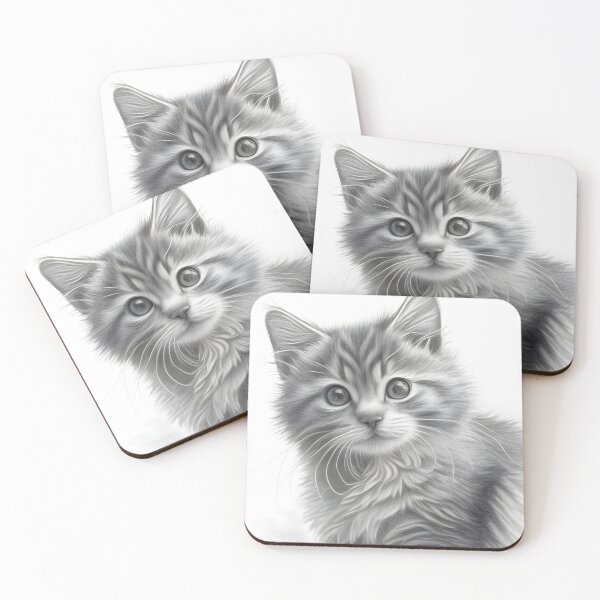 Item preview, Black and white cat pencil drawing designed and sold by Pencil-Art.