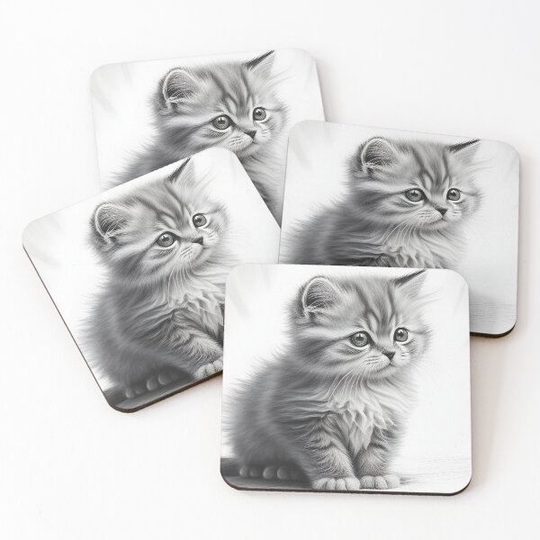 Item preview, Black and white cat pencil drawing designed and sold by Pencil-Art.