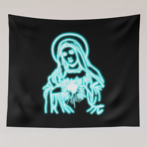 Item preview, Glow Blue Neon Virgin Mary designed and sold by lachataigne.