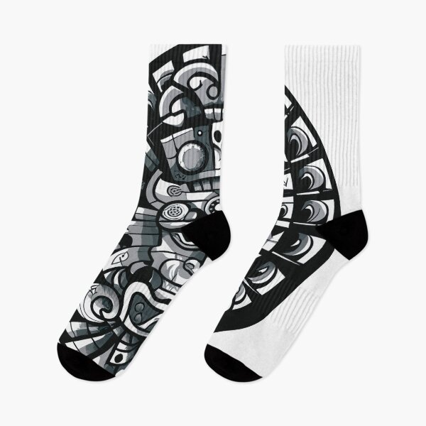Item preview, Sacred symbolism of the Aztecs, a labyrinth in the square of Quetzelcoatl. Mayan gods. Mayan ethnic symbols, white tattoo. Drawing in white. Many Mayan symbols. Tattoo. Black and white image. designed and sold by MagelliShop.