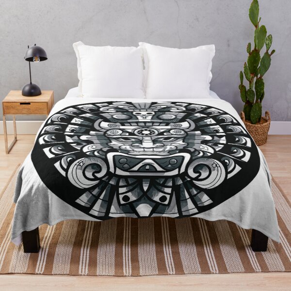 Item preview, Sacred symbolism of the Aztecs, a labyrinth in the square of Quetzelcoatl. Mayan gods. Mayan ethnic symbols, white tattoo. Drawing in white. Many Mayan symbols. Tattoo. Black and white image. designed and sold by MagelliShop.