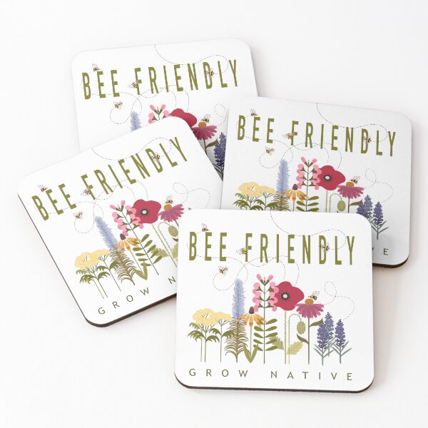 Item preview, Bee Friendly, Grow Native, Flower Illustration designed and sold by Carolyn Raar.