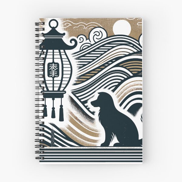 Item preview, "Lantern Light Love" - Vintage Wavy Lines with Dog and Lantern designed and sold by PunnyPawsShop.