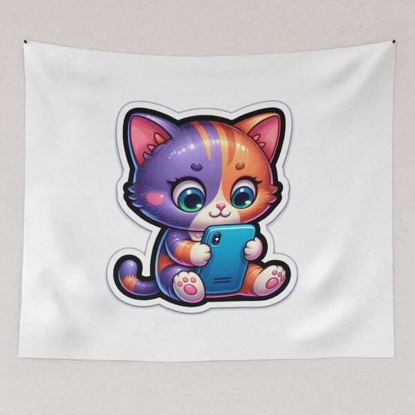 Item preview, Kitten Texting from Mobile Phone designed and sold by DreamStore66.